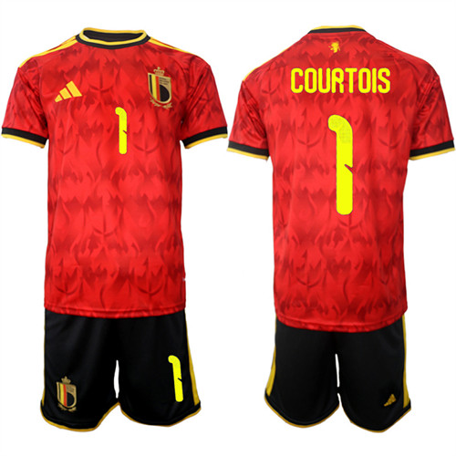 Men's Belgium #1 COURTOIS National Team FIFA x World Cup 2026 Home Red On Field Jersey