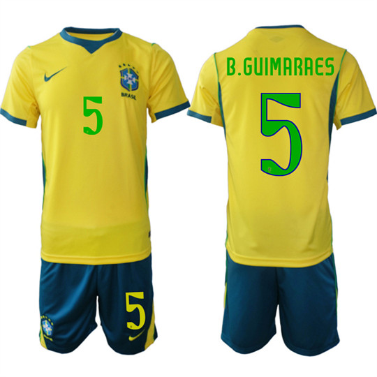 Men's Brazil #5 B.GUIMARAES National Team FIFA x World Cup 2026 Home On Field Jersey