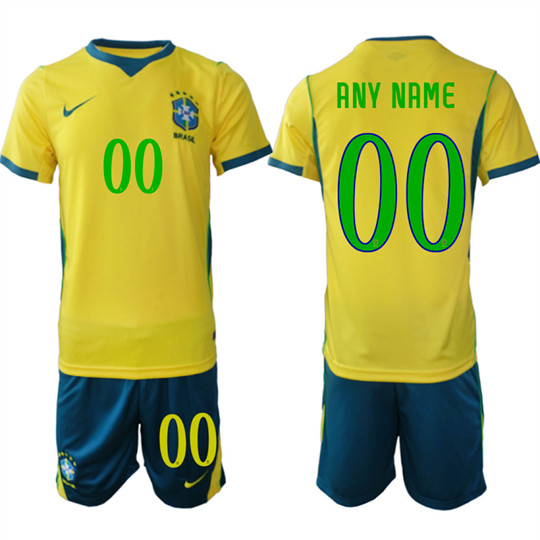 Men's Brazil Custom Any Name And Number National Team FIFA x World Cup 2026 Home On Field Jersey