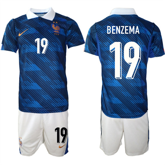 Men's France #19 BENZEMA National Team FIFA x World Cup 2026 Home On Field Jersey
