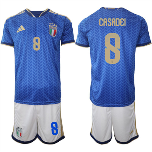 Men's Italy #8 CASADEI National Team FIFA x World Cup 2026 Home Blue On Field Jerseys