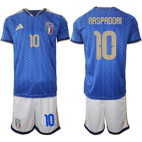 Men's Italy #10 RASPADORI National Team FIFA x World Cup 2026 Home Blue On Field Jerseys