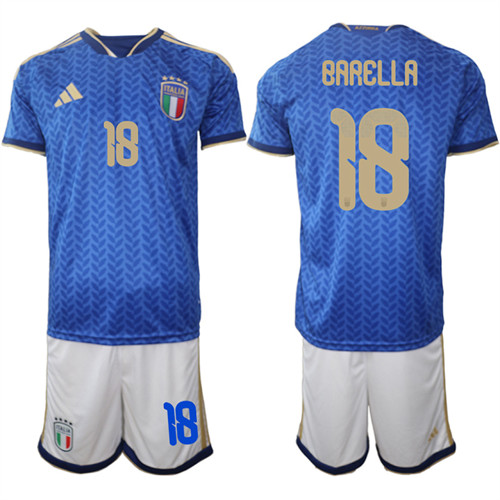 Men's Italy #18 BARELLA National Team FIFA x World Cup 2026 Home Blue On Field Jerseys
