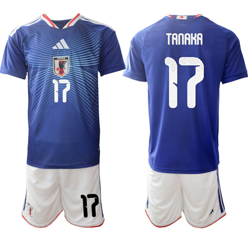 Men's Japan #17 TANAKA National Team FIFA x World Cup 2026 Home Blue On Field Jersey