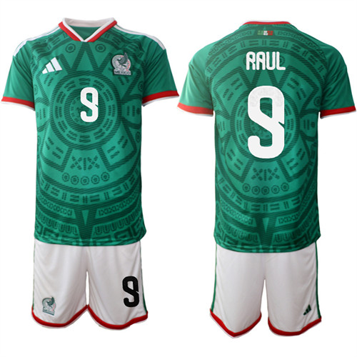 Men's Mexico #9 RAUL National Team FIFA x World Cup 2026 Home Green On Field Jersey