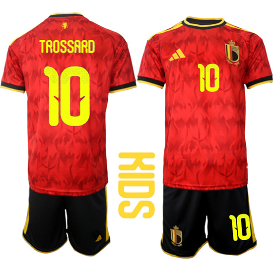 Youth Belgium #10 TROSSARD National Team FIFA x World Cup 2026 Home Red On Field Kids Jersey