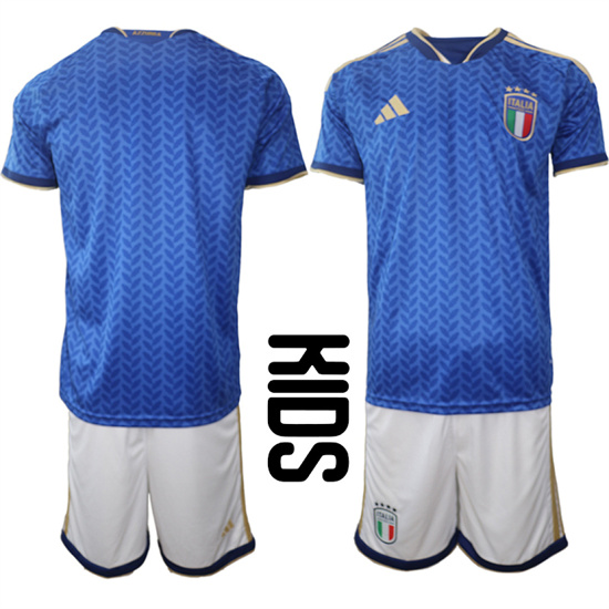 Youth Italy Blank National Team FIFA x World Cup 2026 Home Blue On Field Kids Jerseys