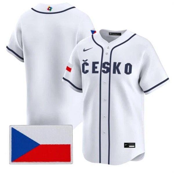 Men's Czech Republic Baseball Nike White 2026 World Baseball Classic Team Jersey
