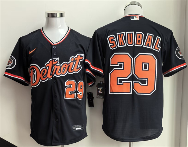 Men's Detroit Tigers #29 Tarik Skubal 2026 Navy Alternate Stitched Baseball Jersey