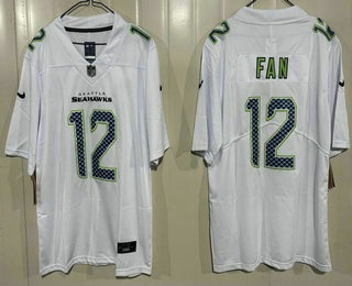 Men's Seattle Seahawks #12 Fan Limited White Fashion Vapor Jersey