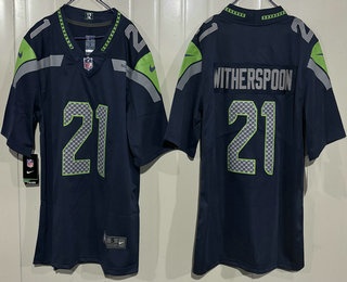 Men's Seattle Seahawks #21 Devon Witherspoon Limited Navy Vapor Jersey