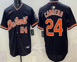 Men's Detroit Tigers #24 Miguel Cabrera Navy Limited Jersey