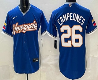 Men's Venezuela #26 Venezuela Blue 2026 World Baseball Classic Cool Base Jersey