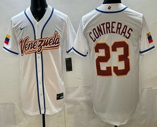 Men's Venezuela #23 William Contreras White 2026 World Baseball Classic Cool Base Jersey
