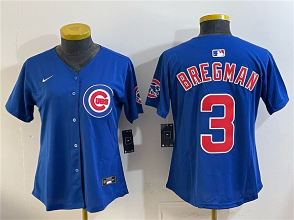 Women's Chicago Cubs #3 Alex Bregman Royal Vapor Limited Stitched Baseball Jersey(Run Small)
