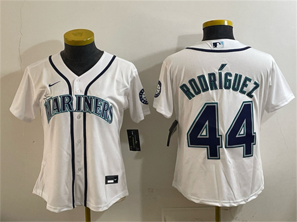 Youth Seattle Mariners #44 Julio Rodríguez White Cool Base Stitched Baseball Jersey