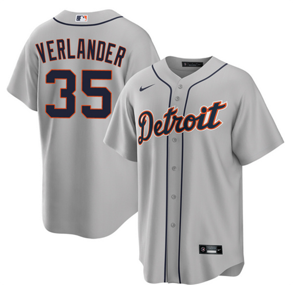 Men's Detroit Tigers #35 Justin Verlander Gray 2026 Road Stitched Baseball Jersey