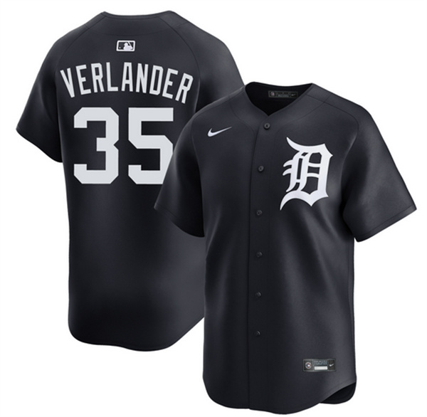 Men's Detroit Tigers #35 Justin Verlander Black 2026 Limited Stitched Baseball Jersey