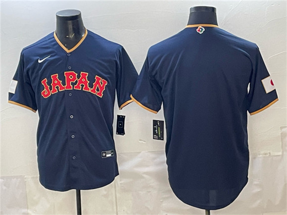 Men's Japan Baseball Blank Navy 2026 World Baseball Classic Road Stadium Stitched Jersey