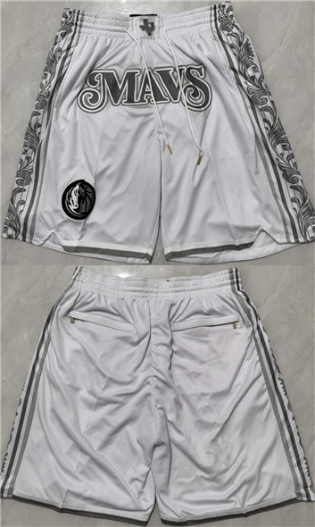 Men's Dallas Mavericks White City Edition Shorts (Run Small)