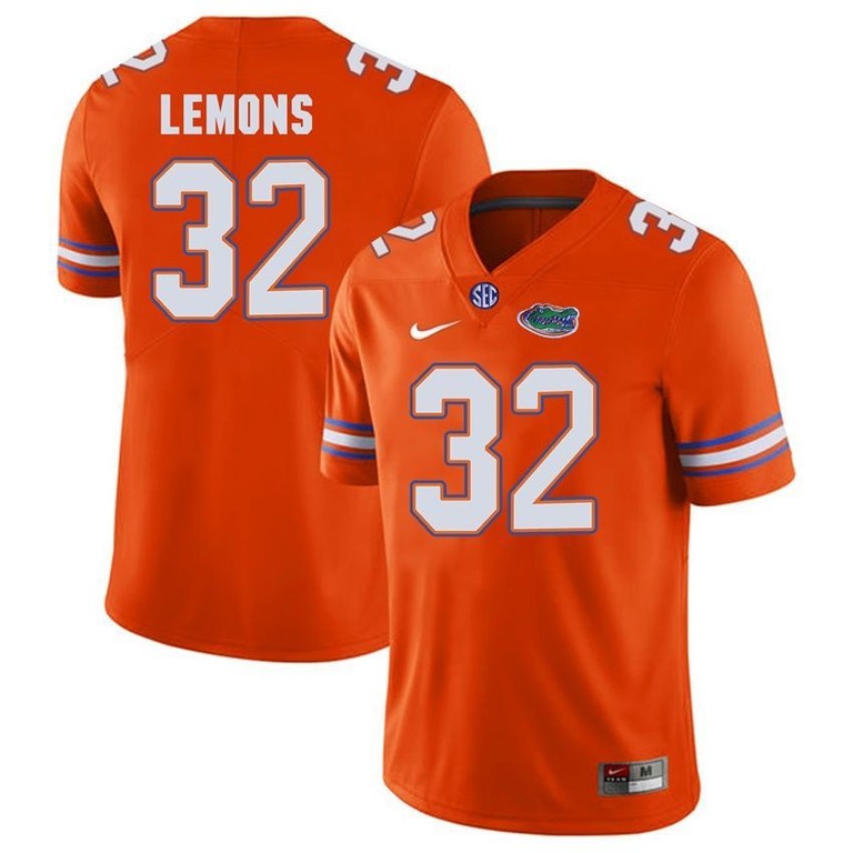 Men's Florida Gators #32 Adarius Lemons Football Orange Player Performance Jersey
