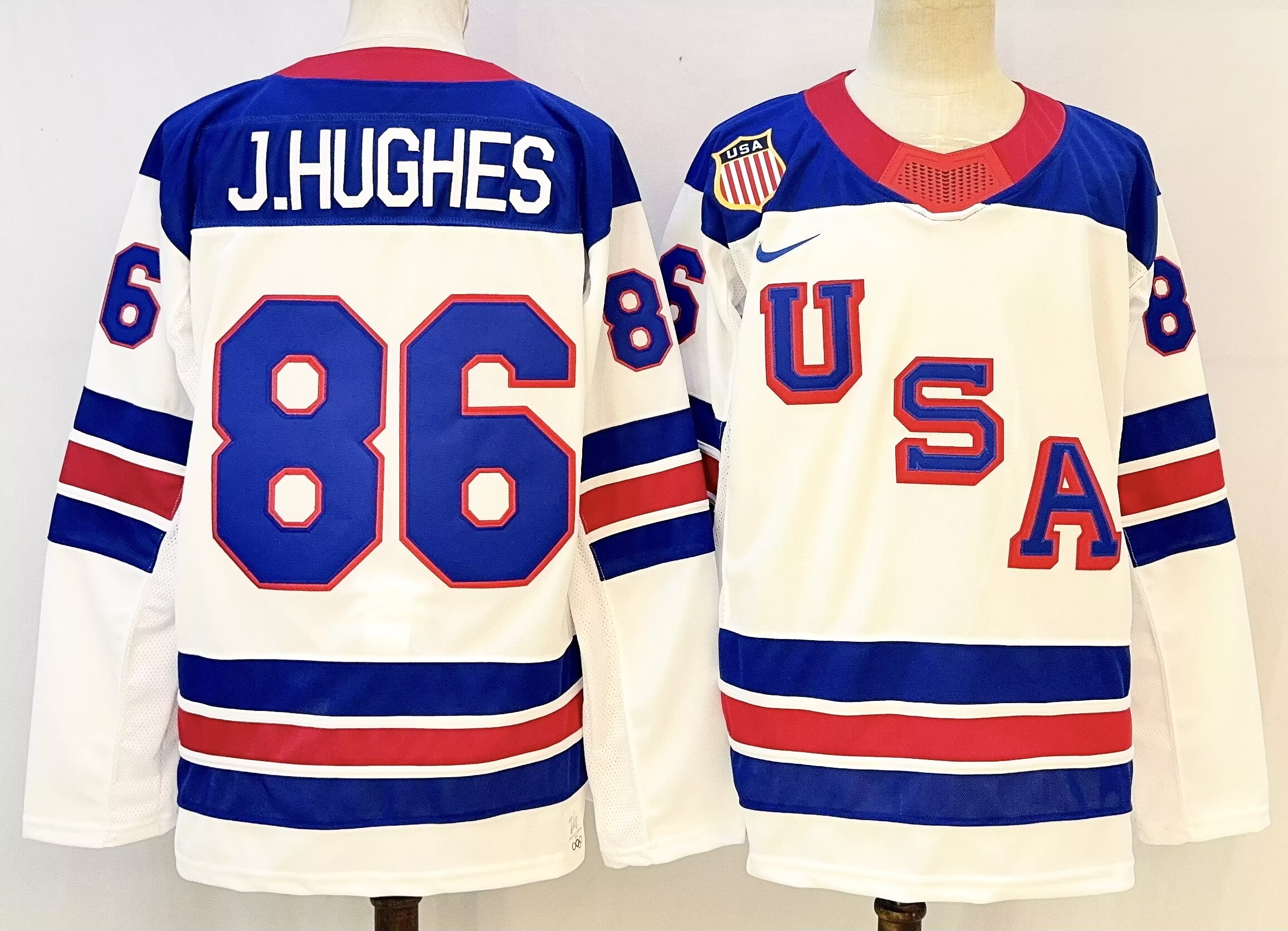 Men's USA #86 Jack Hughes White 2025-2026 Stitched Jersey