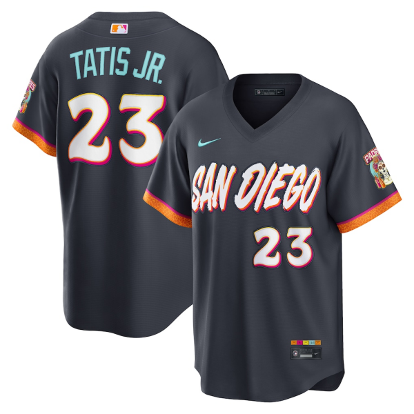 Men's San Diego Padres #23 Fernando Tatis Jr. Obsidian 2026 City Connect Stadium Limited Stitched Baseball Jersey