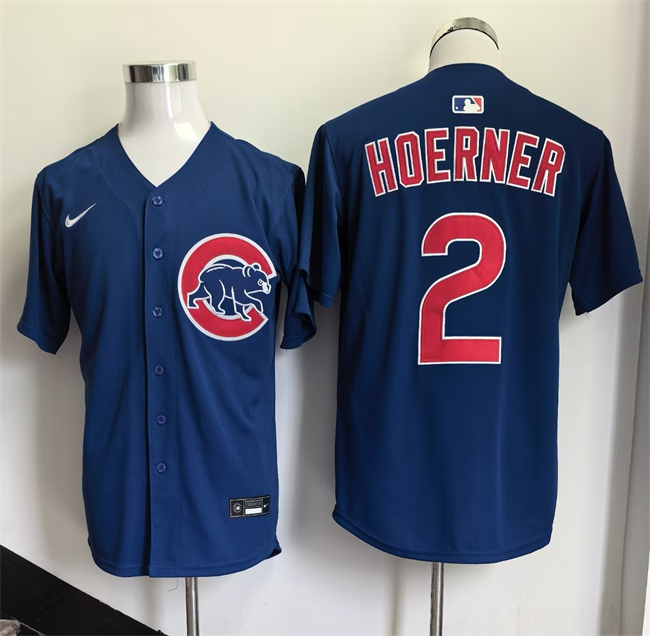 Men's Chicago Cubs #2 Nico Hoerner Blue 2026 Limited Stitched Baseball Jersey