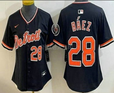 Women's Detroit Tigers #28 Javier Baez Black Stadium Jersey