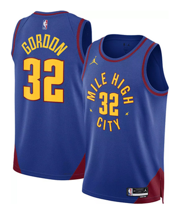 Men's Denver Nuggets #32 Aaron Gordon Blue Statement Edition Stitched Basketball Jersey