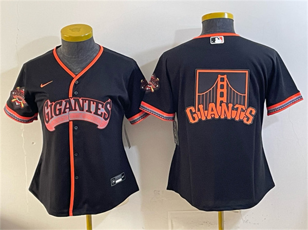 Women's San Francisco Giants Team Big Logo Black 2026 Alternate Stadium Stitched Baseball Jersey(Run Small)
