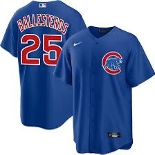 Men's Chicago Cubs #25 Moises ballesteros Blue Cool Base Stitched Baseball Jersey