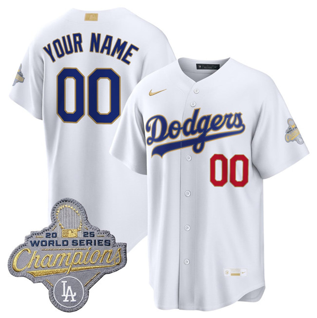 Men's Los Angeles Dodgers ACTIVE PLAYER Custom White 2026 Gold Collection Stadium Stitched Baseball Jersey