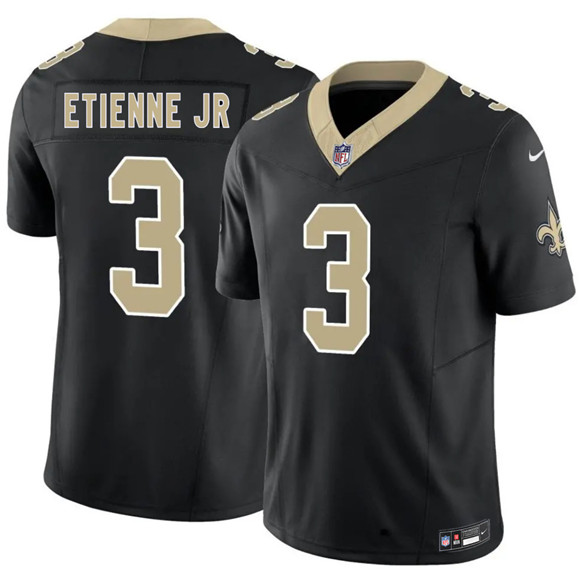 Men's New Orleans Saints #3 Travis Etienne Jr Black 2026 F.U.S.E Vapor Limited Football Stitched Jersey