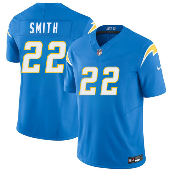 Men's Los Angeles Chargers #22 Genesis Smith Blue 2026 F.U.S.E. Vapor Limited Football Stitched Jersey