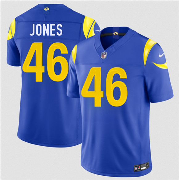 Men's Los Angeles Rams #46 Rohan Jones Royal 2026 Draft F.U.S.E. Vapor Limited Football Stitched Jersey