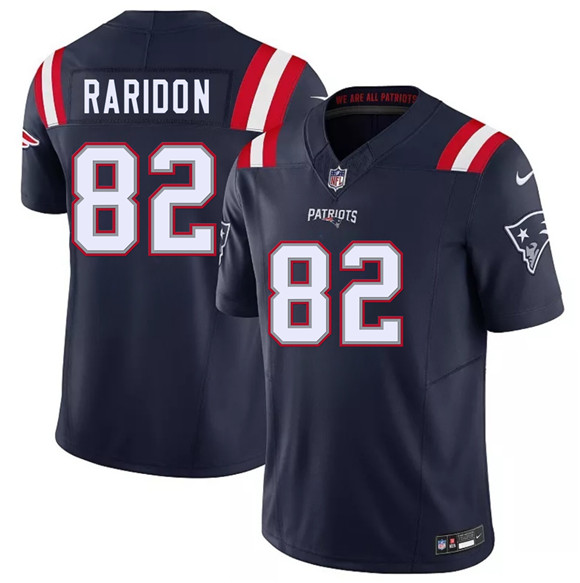 Men's New England Patriots #82 Eli Raridon Navy 2026 Draft F.U.S.E. Vapor Limited Football Stitched Jersey