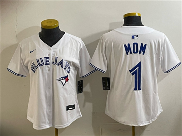 Women's Toronto Blue Jays #1 Mom White Limited Stitched Baseball Jersey(Run Small)