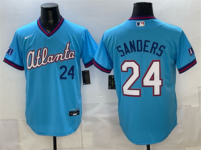 Men's Atlanta Braves #24 Deion Sanders Powder Blue 2026 City Connect Stadium Stitched Baseball Jersey