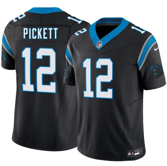 Men's Carolina Panthers #12 Kenny Pickett Black 2026 F.U.S.E. Vapor Limited Football Stitched Jersey