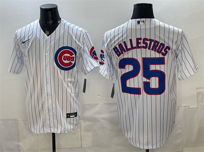 Men's Chicago Cubs #25 Moisés Ballesteros White Cool Base Stitched Baseball Jersey