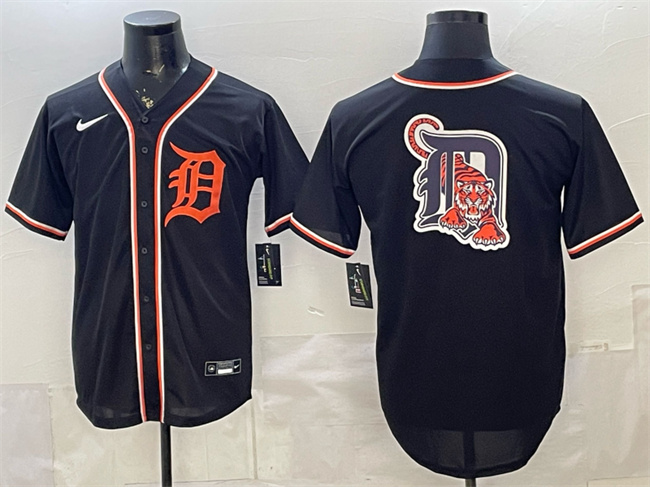 Men's Detroit Tigers Team Big Logo 2026 Fashion Replica Black Out Stitched Baseball Jersey