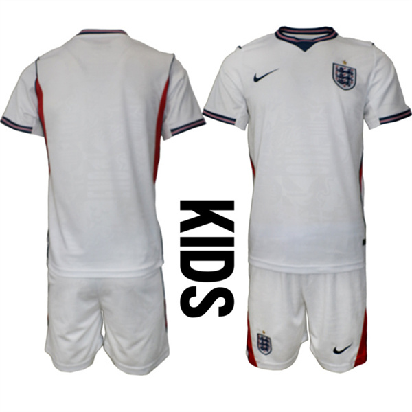 Youth England 2026 White Home Soccer Jersey Suit
