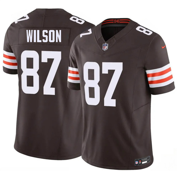 Men's Cleveland Browns #87 Kole Wilson Brown 2026 Draft F.U.S.E. Vapor Limited Football Stitched Jersey