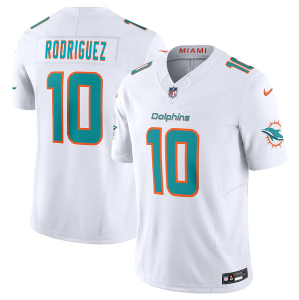 Men's Miami Dolphins #10 Jacob Rodriguez White 2026 Draft F.U.S.E. Vapor Limited Football Stitched Jersey