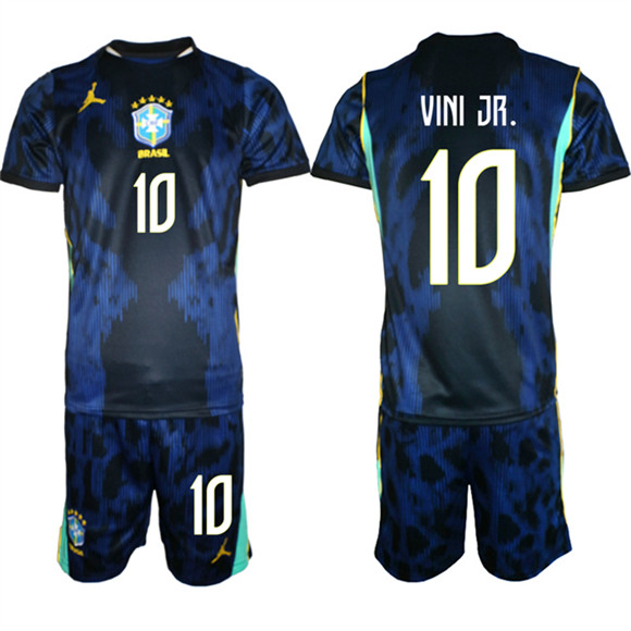 Men's Brazil national football team #10 Vinícius Júnior Navy 2026 Away Soccer Jersey Suit