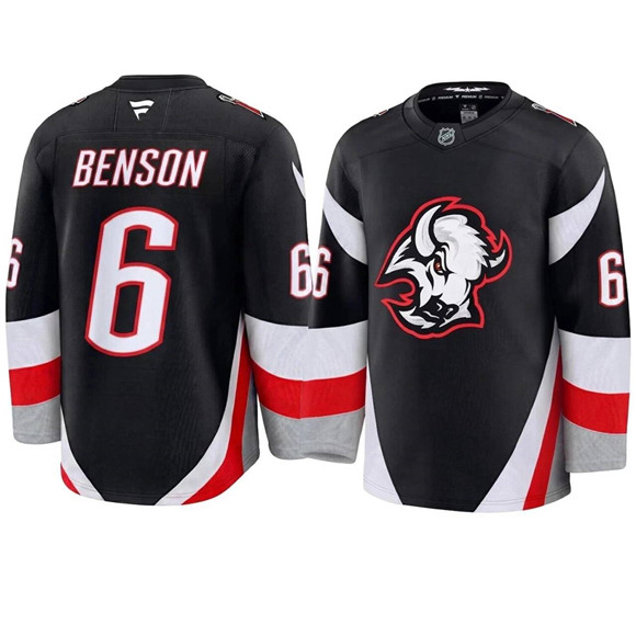 Men's Buffalo Sabres #6 Zach Benson Black Alternate Stitched Hockey Jersey