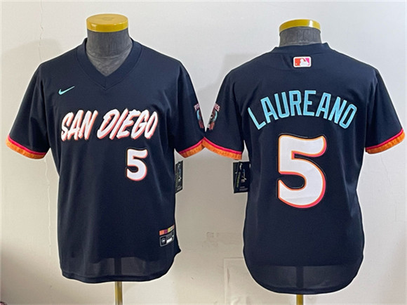 Youth San Diego Padres #5 Ramón Laureano Obsidian 2026 City Connect Stadium Stitched Baseball Jersey