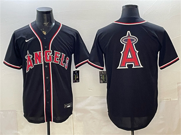 Men's Los Angeles Angels Team Big Logo 2026 Fashion Black Out Stitched Baseball Jersey
