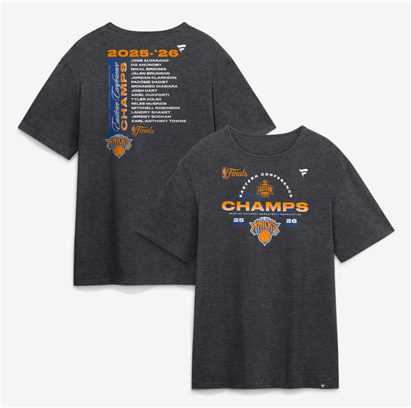 Men's New York Knicks Heather Charcoal 2026 Eastern Conference Champions Roster T-Shirt